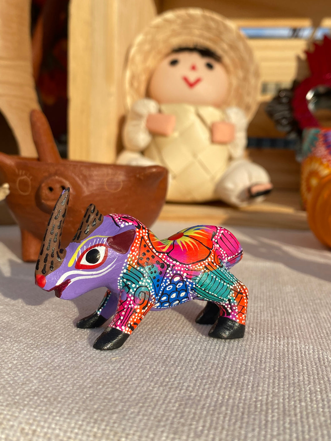 Mini Wood Rhino Alebrije