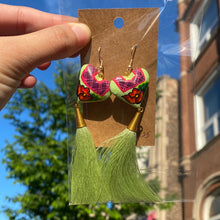 Load image into Gallery viewer, Wooden Heart Tassel Earrings
